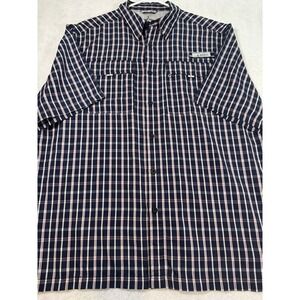 Habit Fish Finder Men's L Fishing Shirt‎ UPF 40+ Plaid Vented Mesh Peacoat Blue